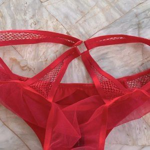 Victoria Secret VS Very Sexy Red Panty‎ Underwear Small Fishnet Lace